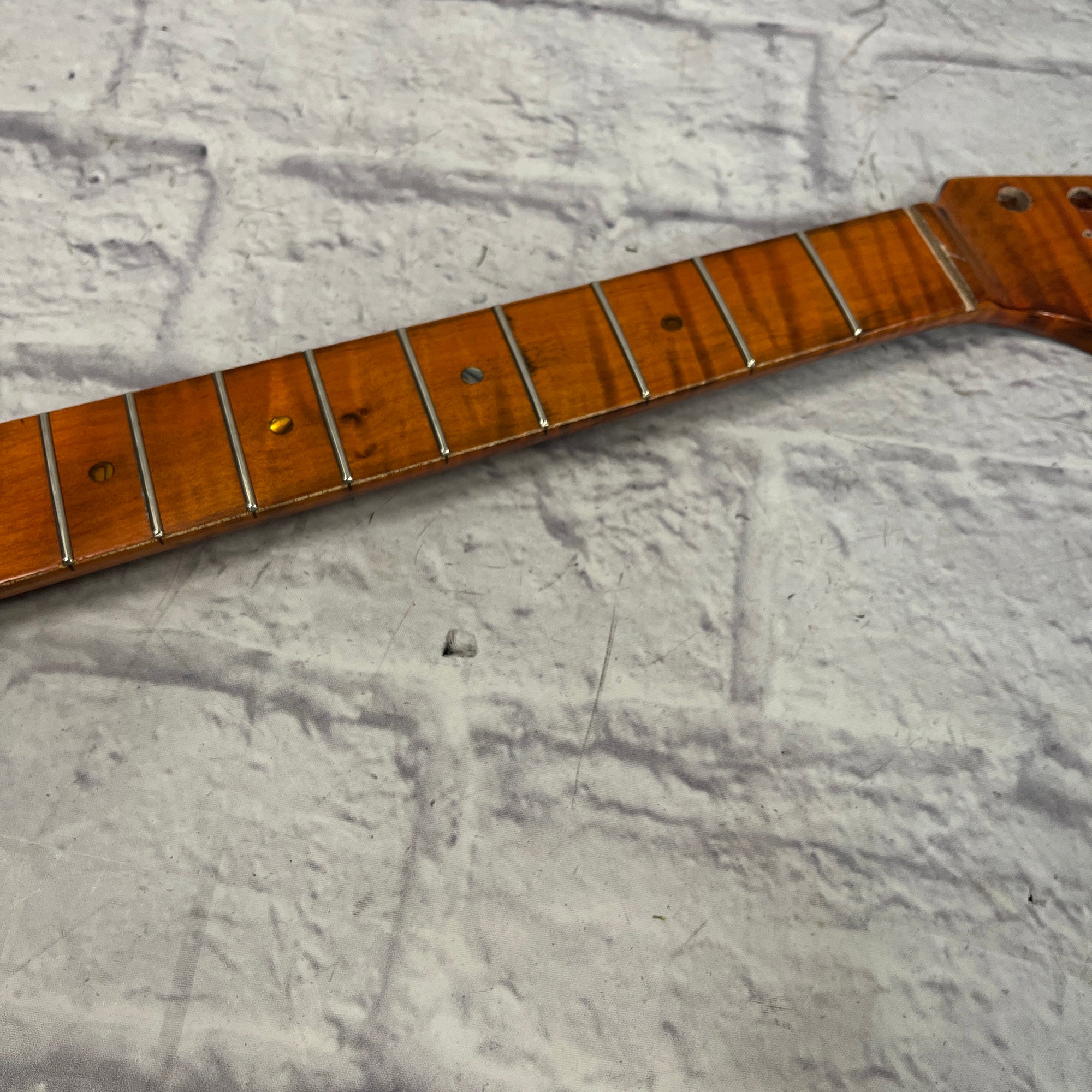 Unknown Stratocaster Flame Maple Neck with Abalone Inlays