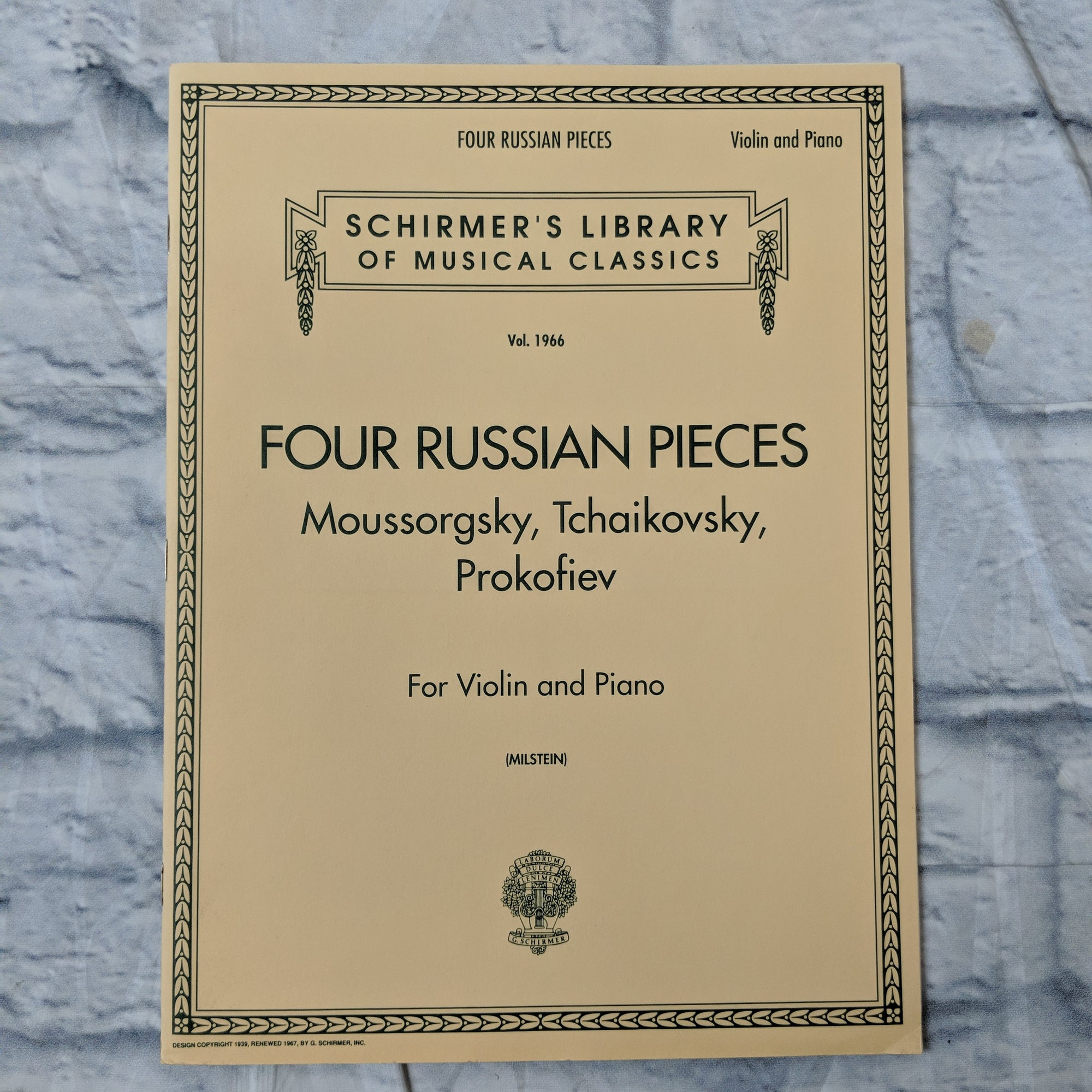Four Russian Pieces Moussorgsky, Tchaikovsky, Prokofiev For Violin and Piano Volume 1966  for Violin and Piano