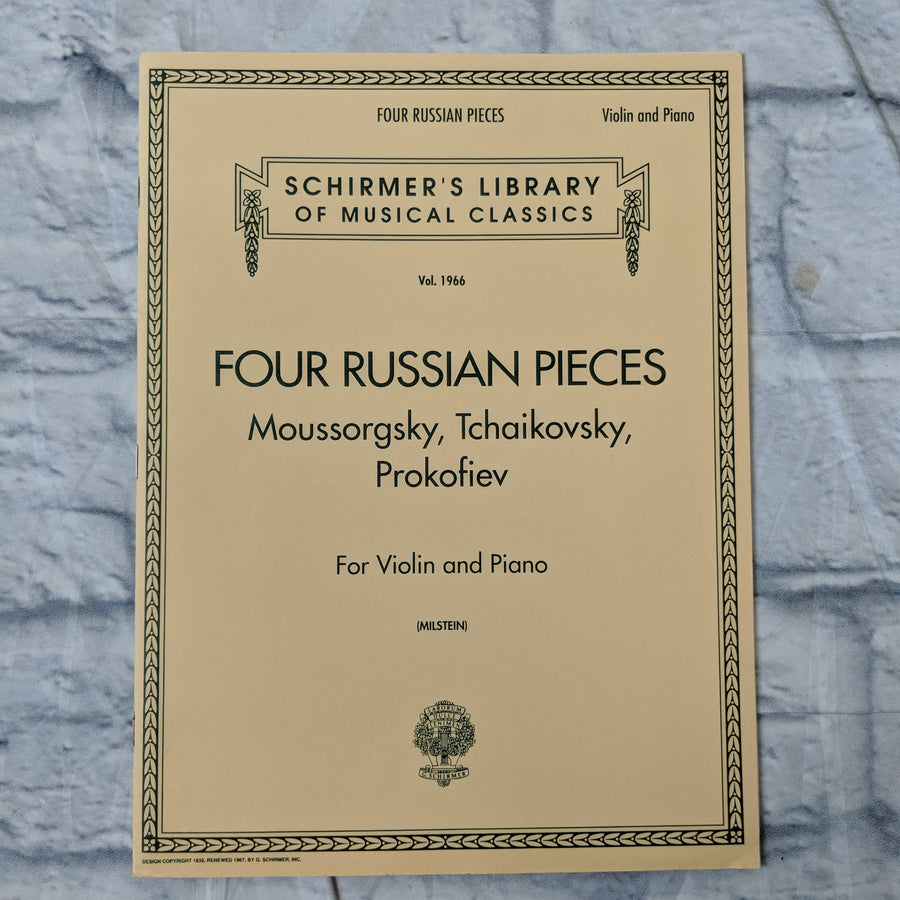 Four Russian Pieces Moussorgsky, Tchaikovsky, Prokofiev For Violin and Piano Volume 1966  for Violin and Piano