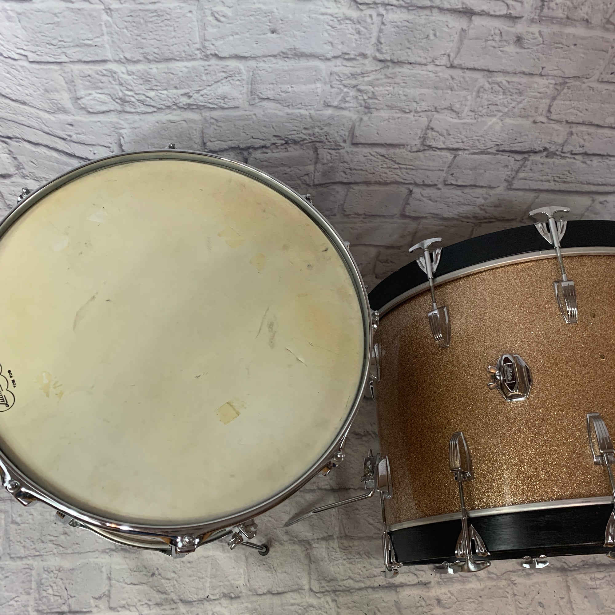 Vintage 1966 Ludwig Champagne Sparkle 3 Piece Drum Kit