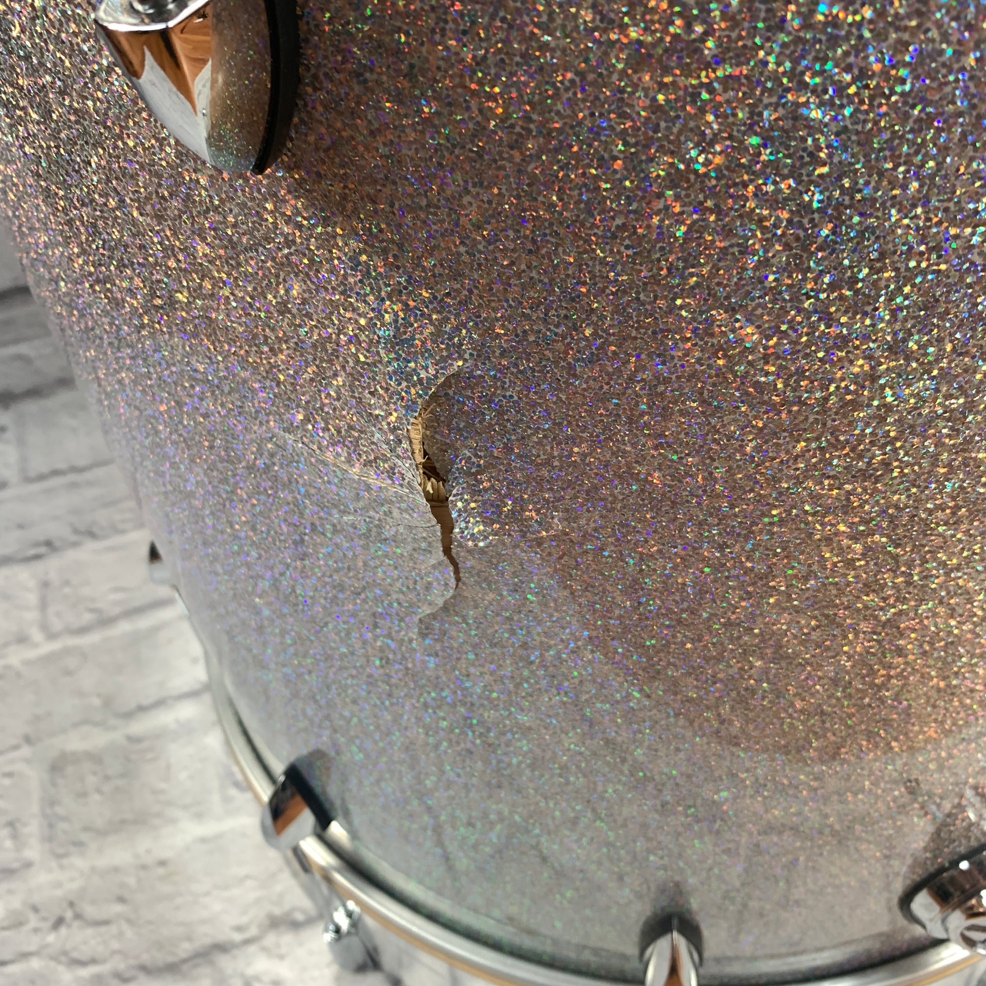 OCDP Travis Barker 5pc Drum Set Sparkle Orange County DAMAGED SHELL SOLD AS IS