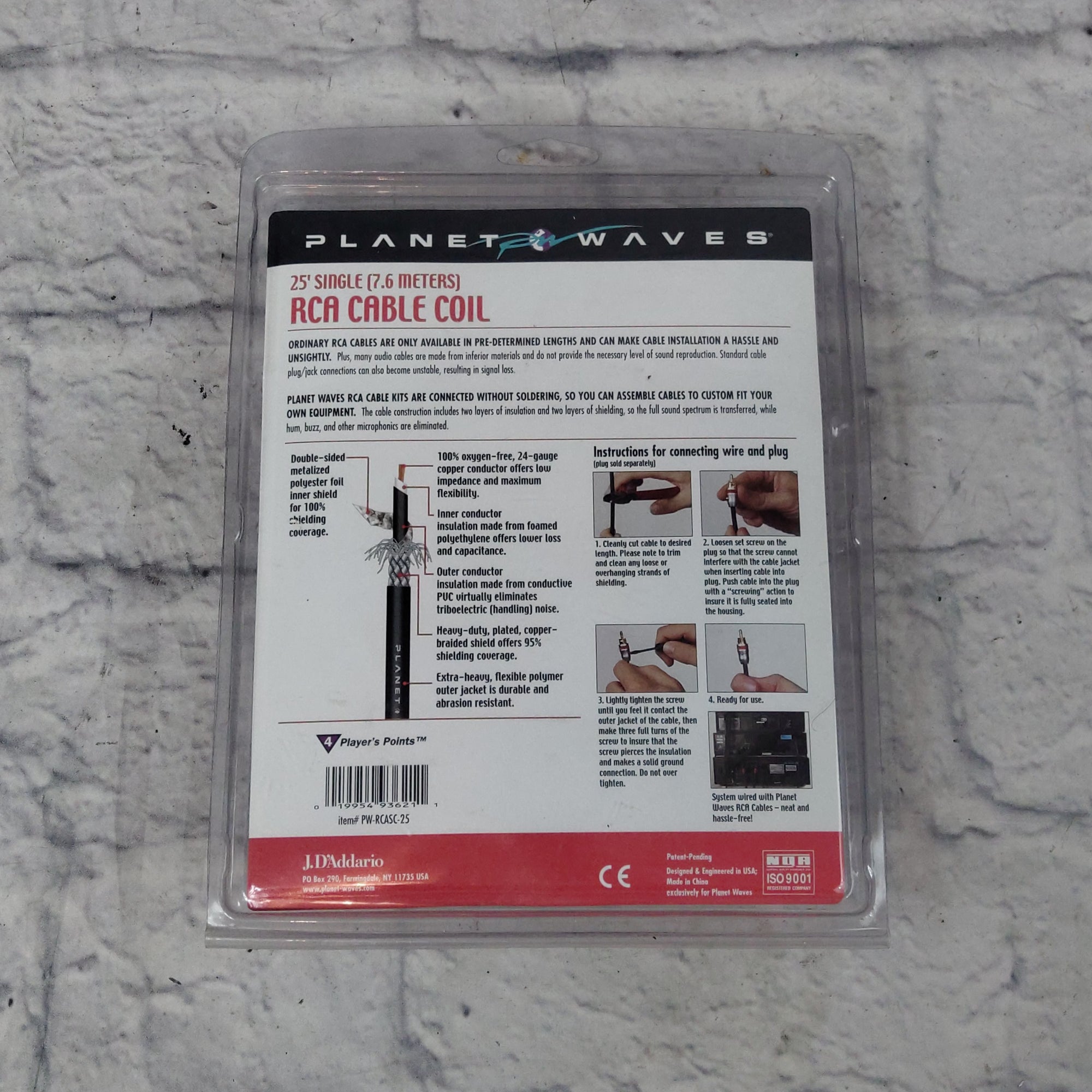 Planet Waves PW-RCASC-25 Thin Profile 1/4 for RCA