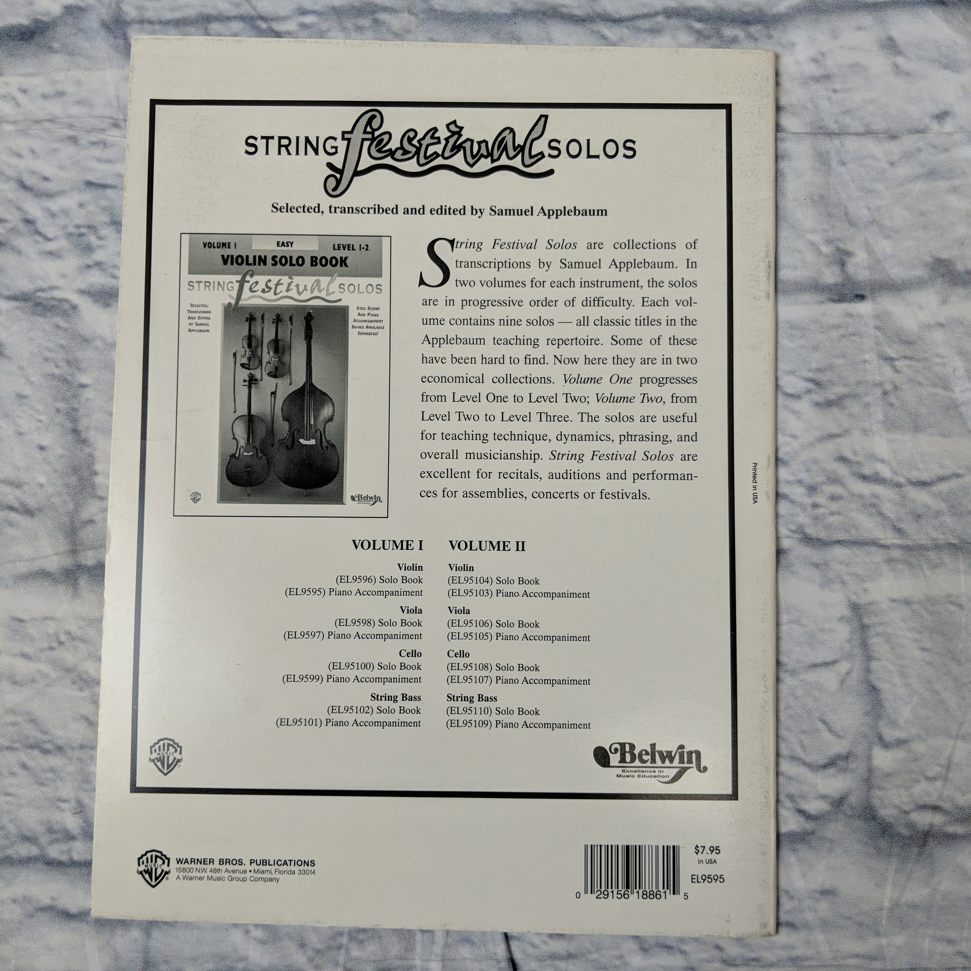 00-EL9595 String Festival Solos- Volume I - Music Book