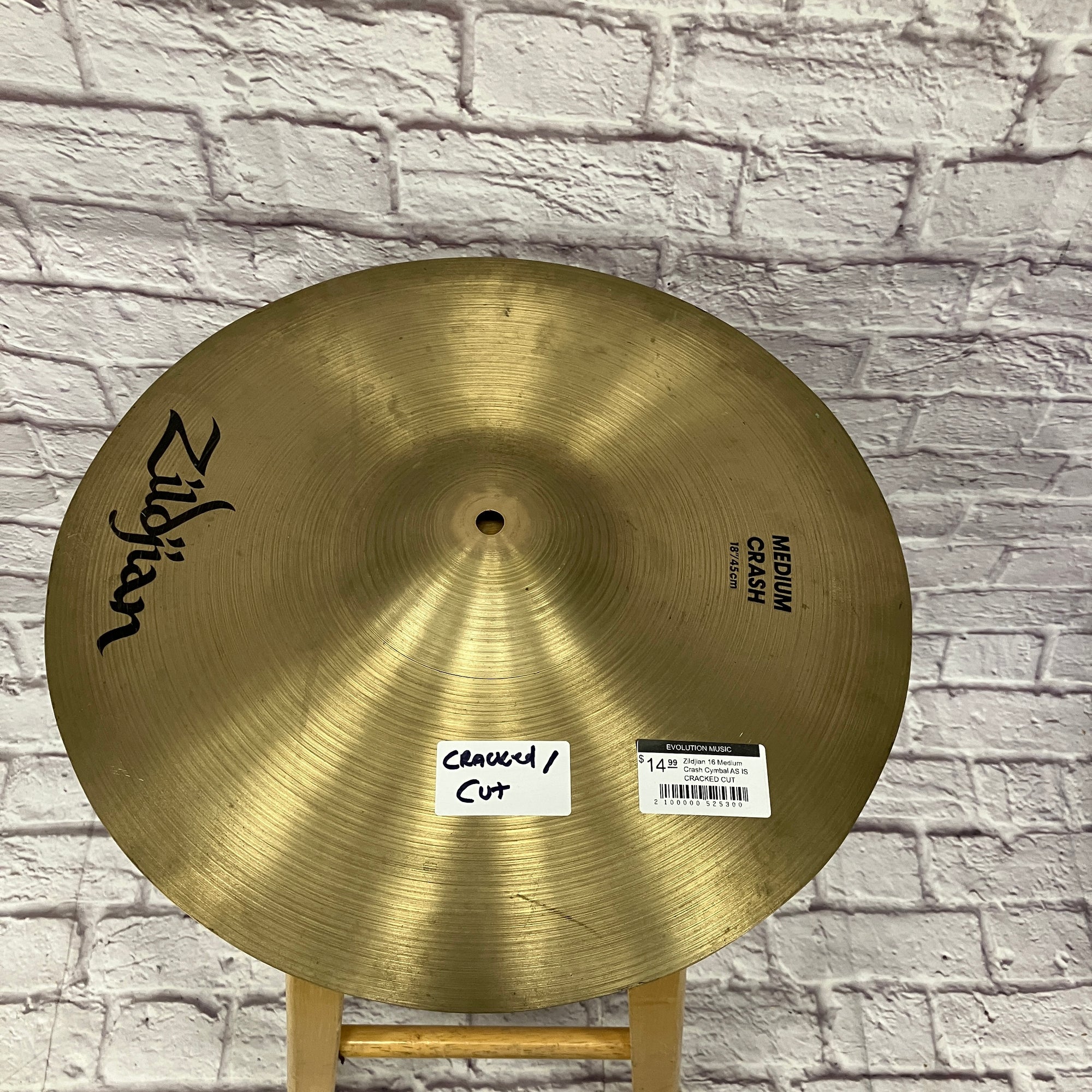 Zildjian 16 Medium Crash Cymbal AS IS CRACKED CUT