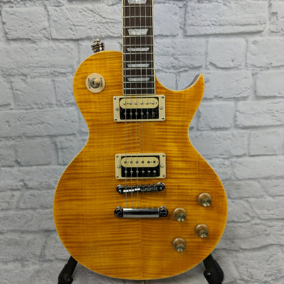 Vintage V100AFD Reissued Paradise Flamed Amber Guitar