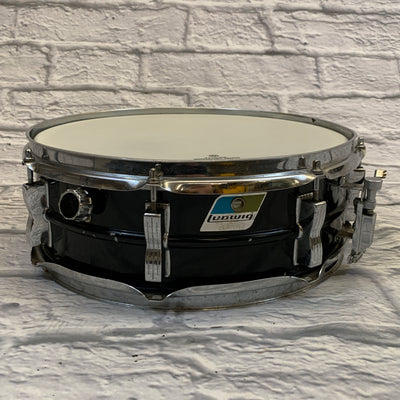 Ludwig No. 404 Acrolite 5x14" Aluminum Snare with Pointed Blue/Olive Badge 1970s