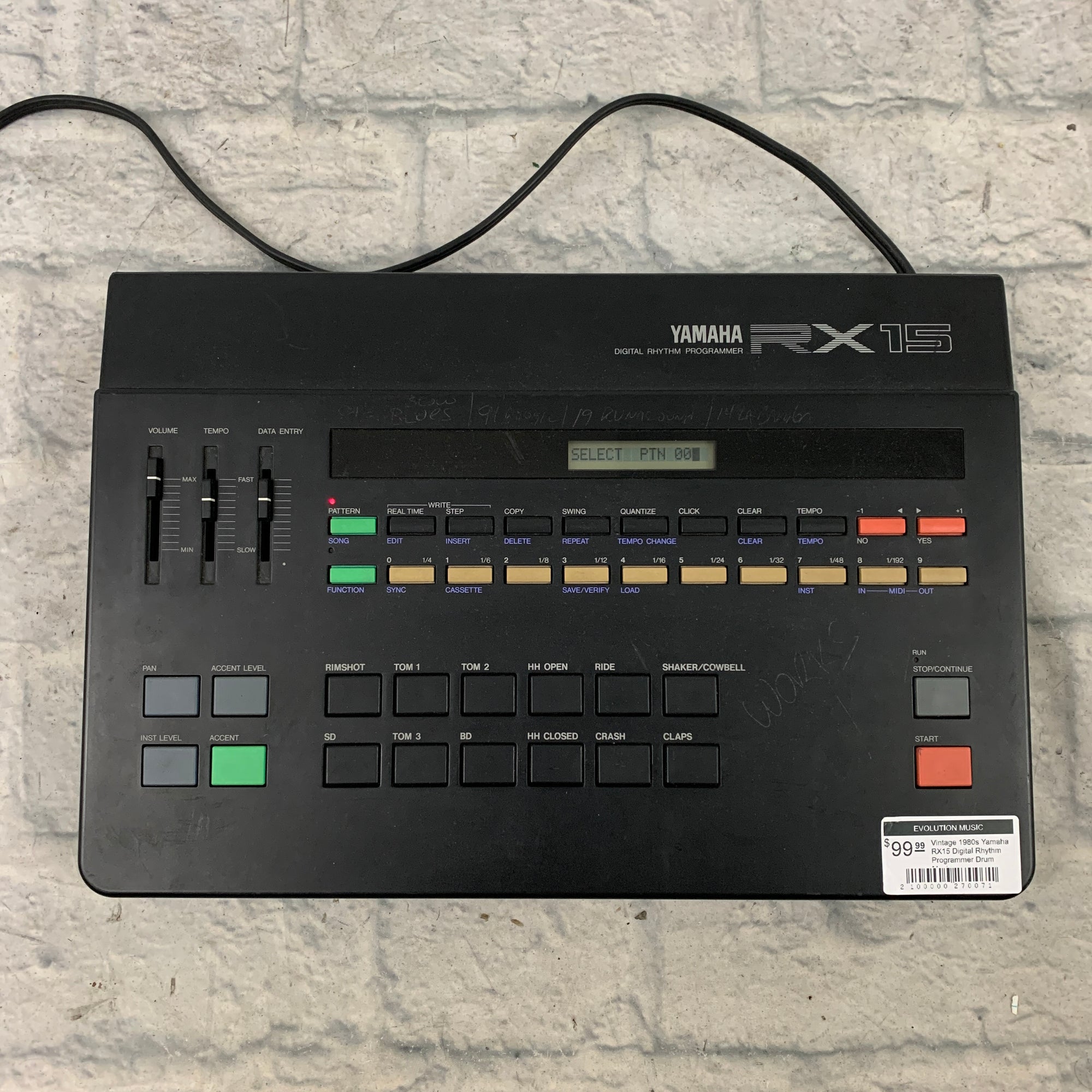 Vintage 1980s Yamaha RX15 Digital Rhythm Programmer Drum Machine