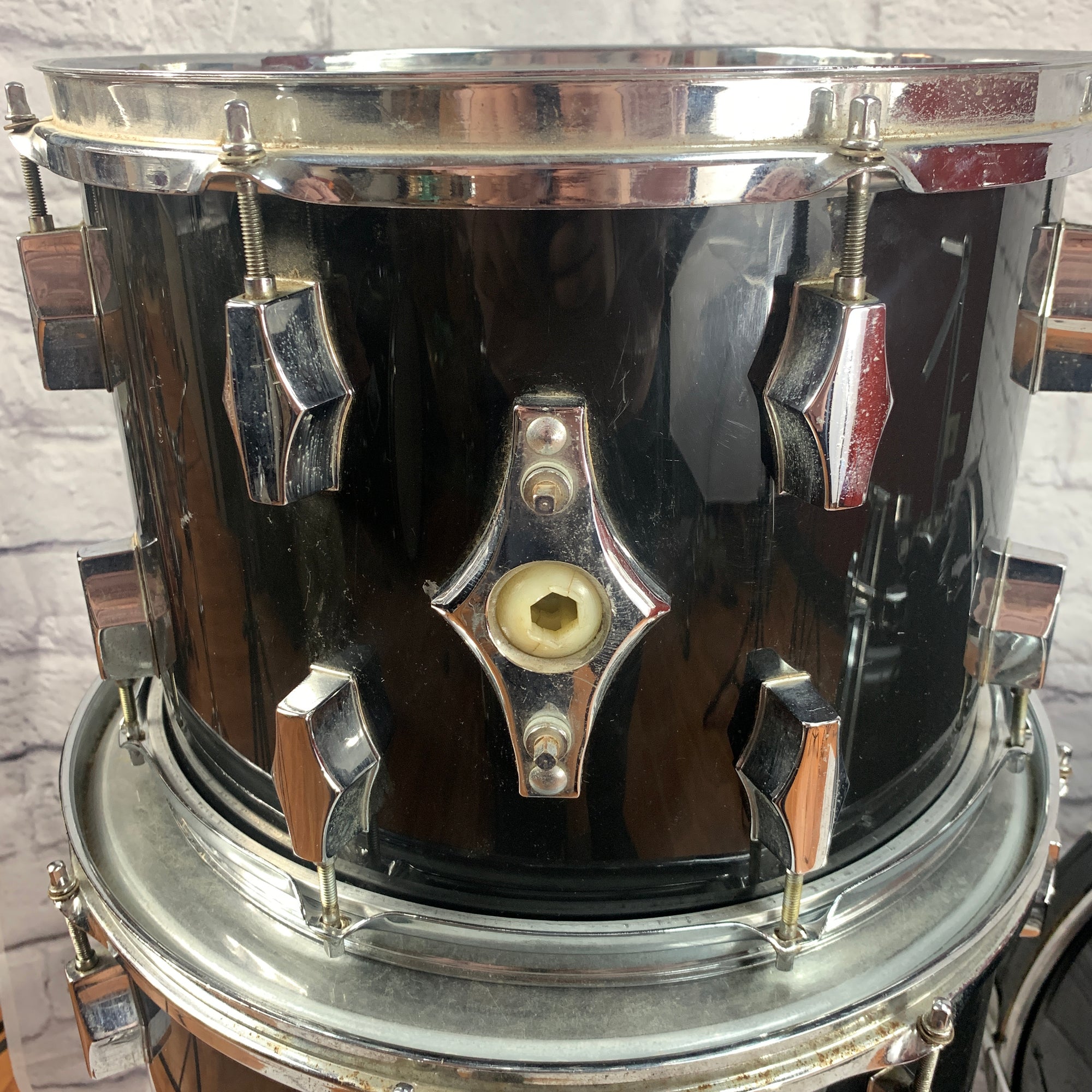 Vintage 1970s Fibes Crystalite Acrylic 4pc Drum Set Black