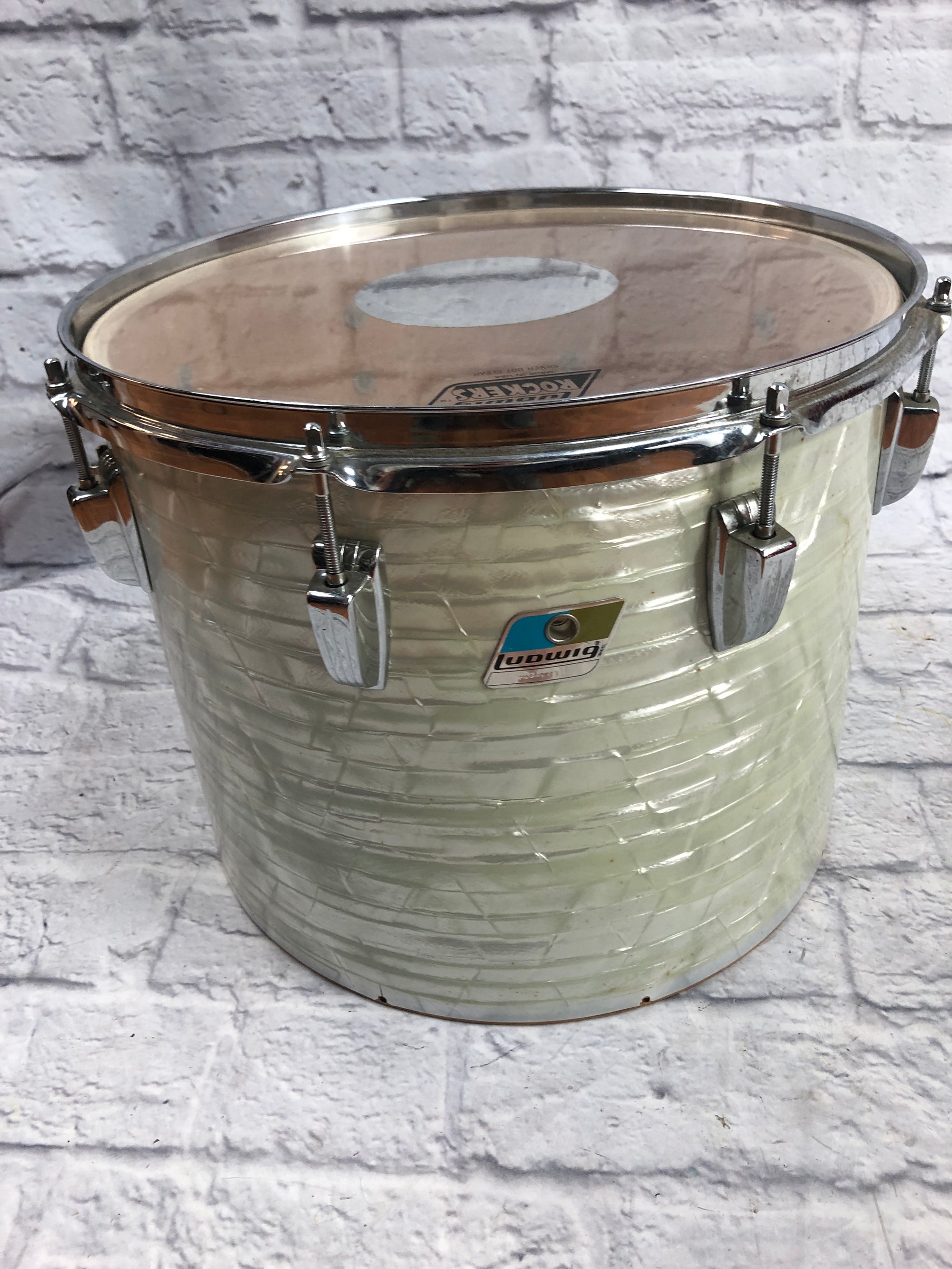 Vintage 1970s Ludwig  15 x 12 White Marine Pearl Concert Tom